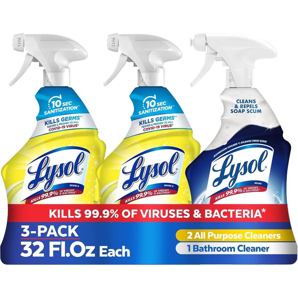 image:imageLysol All Purpose Cleaner Spray MultiPurpose Disinfecting Spray amp Bathroom Cleaner Lemon Breeze  Island Breeze Scent 32 Fl Oz Pack of 3Lemon Breeze  Island Breeze Scent