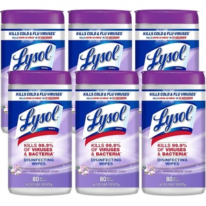 Lysol Disinfecting Wipes, Multi-Surface Cleaner, Crisp Linen, 80 ct. | All Purpose Cleaner, Sanitizing, Deodorizing, Apartment Essentials, Back To School Cleaning Supplies, Kitchen & Bathroom Wipe(Morning)