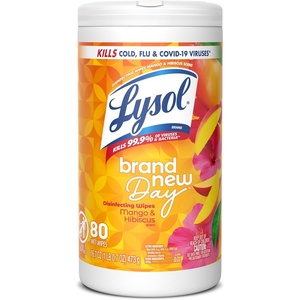 Lysol Disinfecting Wipes, Multi-Surface Cleaner, Crisp Linen, 80 ct. | All Purpose Cleaner, Sanitizing, Deodorizing, Apartment Essentials, Back To School Cleaning Supplies, Kitchen & Bathroom Wipe(Mango & Hibiscus)
