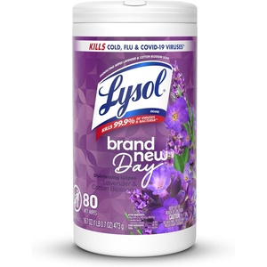 Lysol Disinfecting Wipes, Multi-Surface Cleaner, Crisp Linen, 80 ct. | All Purpose Cleaner, Sanitizing, Deodorizing, Apartment Essentials, Back To School Cleaning Supplies, Kitchen & Bathroom Wipe(Lavender & Cotton Blossom)