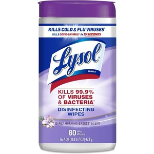 Lysol Disinfecting Wipes, Multi-Surface Cleaner, Crisp Linen, 80 ct. | All Purpose Cleaner, Sanitizing, Deodorizing, Apartment Essentials, Back To School Cleaning Supplies, Kitchen & Bathroom Wipe(Early Morning Breeze)