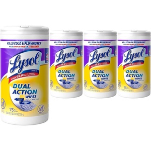 Lysol Dual Action Disinfectant Wipes, Multi-Surface Antibacterial Scrubbing Wipes, Dorm Room Essentials, Citrus Scent, 75ct (Pack of 4), Packaging May Vary(Dual Action)
