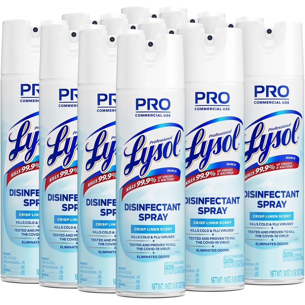 image:imageLysol Disinfectant Spray Household Cleaning Supplies Disinfecting MultiPurpose Room Spray Antibacterial Sanitizer Deodorizer Kills Hantavirus Crisp Linen 125 Fl Oz Pack of 2Unflavored