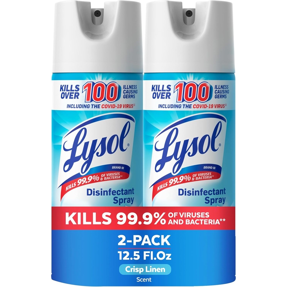 image:imageLysol Disinfectant Spray Household Cleaning Supplies Disinfecting MultiPurpose Room Spray Antibacterial Sanitizer Deodorizer Kills Hantavirus Crisp Linen 125 Fl Oz Pack of 2Crisp Linen