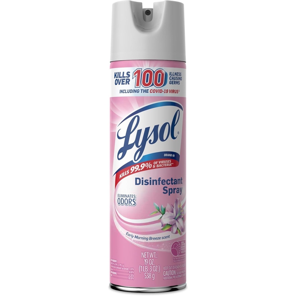 image:imageLysol Disinfectant Spray Household Essential Cleaning Supplies MultiPurpose Room Spray Antibacterial Sanitizer Spray Upholstery Deodorizer Home and Bathroom Crisp Linen19 Fl Oz Pack of 12Early Morning Breeze