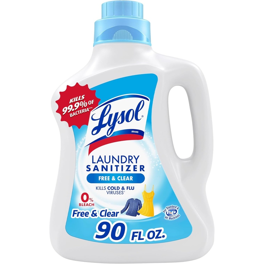 image:imageLysol Laundry Sanitizer Additive Free amp Clear Free from Fragrance and Dyes 0 Bleach Laundry Sanitizer Bacteriacausing Laundry Odor Eliminator Unscented 90 Fl Oz Pack of 1  Package May VaryUnscented