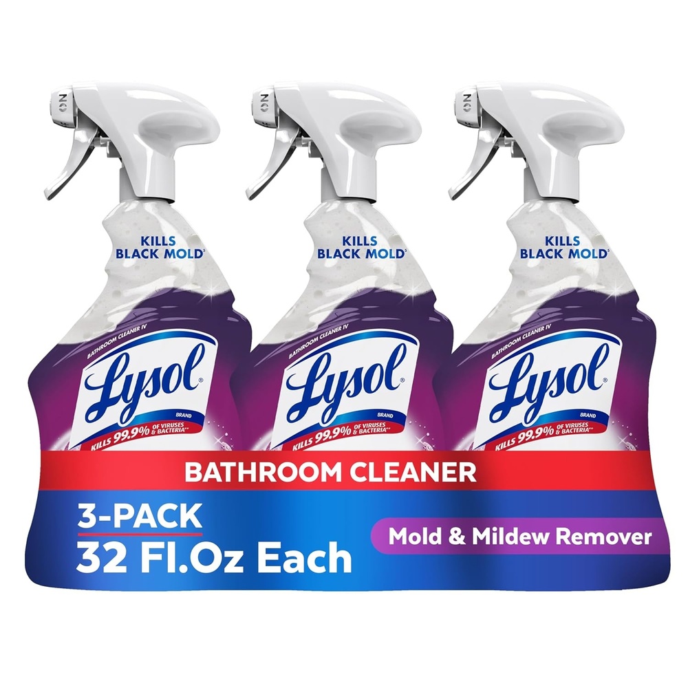 image:imageLysol Mold amp Mildew Remover Spray Bathroom amp Shower Cleaner Disinfectant Spray Stain Remover with Bleach Tough on Black Mold Multipurpose Cleaner for Home and Kitchen 32oz 3 Pack32 Fl Oz Pack of 3