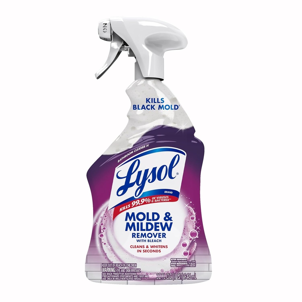 image:imageLysol Mold amp Mildew Remover Spray Bathroom amp Shower Cleaner Disinfectant Spray Stain Remover with Bleach Tough on Black Mold Multipurpose Cleaner for Home and Kitchen 32oz 3 Pack32 Fl Oz Pack of 1