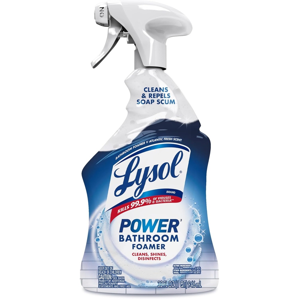 image:imageLysol Power Foaming Bathroom CleanerMultipurpose Cleaner For ShowersBathtubsSinksDisinfectant Spray Kills 999 Of GermsZero Bleach Cleaning Spray32 OzPack of 3Power