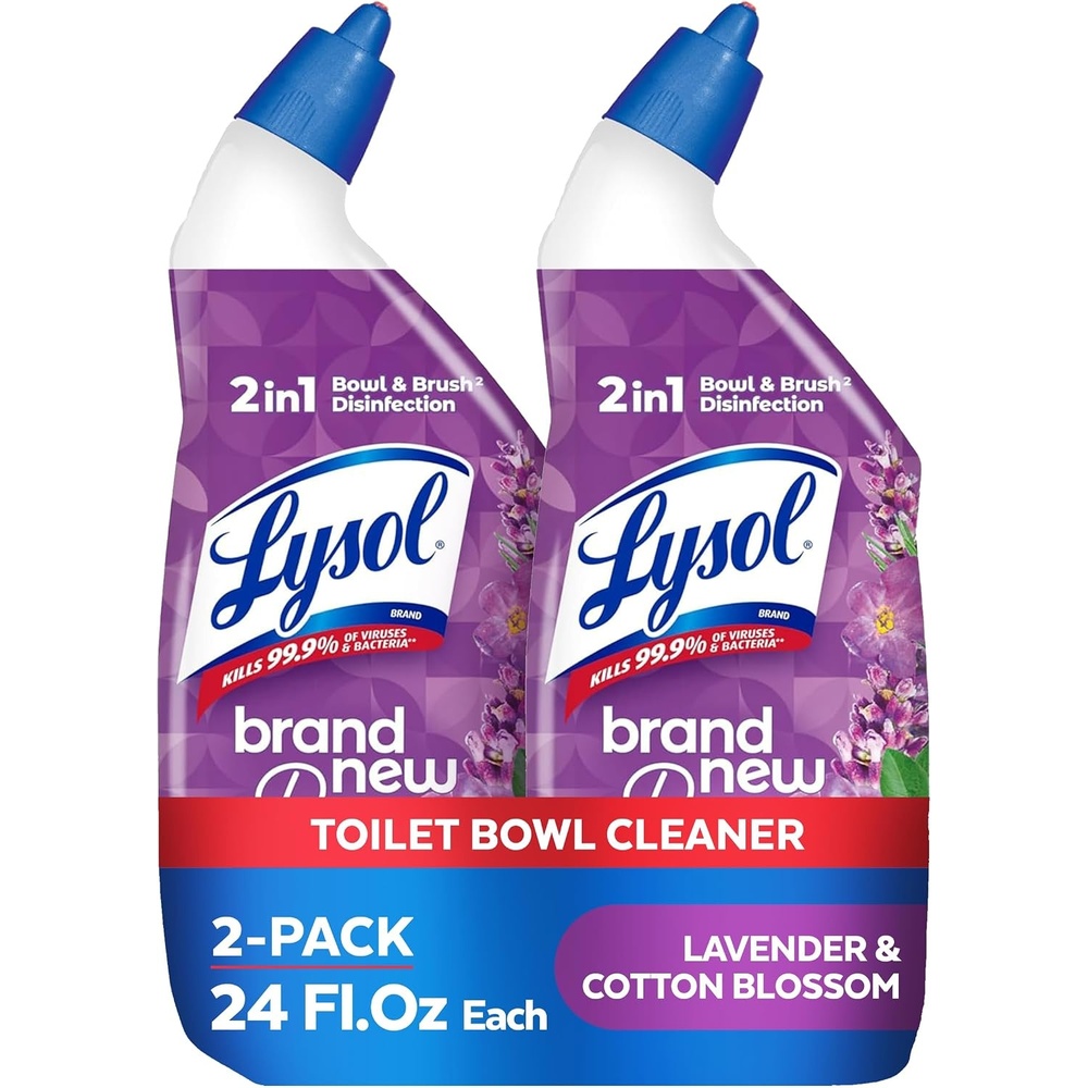 image:imageLysol Toilet Bowl Cleaner Max Strength Bathroom Cleaning Supplies Toilet Bowl Cleaner Clinging Gel Home Essential Instant Stain Removal Disinfecting and Deodorizing Bleach Free 24 oz 4ctLavender  Cotton Blossom