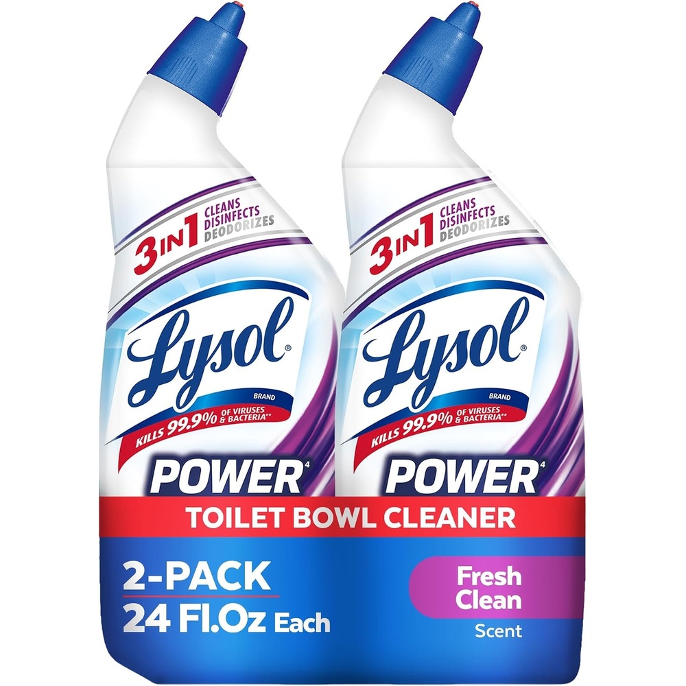 image:imageLysol Toilet Bowl Cleaner Max Strength Bathroom Cleaning Supplies Toilet Bowl Cleaner Clinging Gel Home Essential Instant Stain Removal Disinfecting and Deodorizing Bleach Free 24 oz 4ctFresh Clean