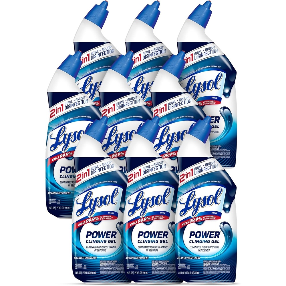 image:imageLysol Toilet Bowl Cleaner Max Strength Bathroom Cleaning Supplies Toilet Bowl Cleaner Clinging Gel Home Essential Instant Stain Removal Disinfecting and Deodorizing Bleach Free 24 oz 9 ctPower