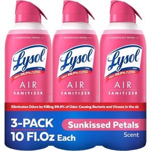 Lysol Air Sanitizer Spray with Bacterial Odor Eliminator for Home & Office, Sanitizing Air Spray, Air Freshener Alternative, Mountain Spring Scent, 10 oz (Pack of 3)(Sunkissed Petals)