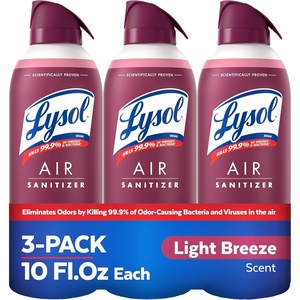 Lysol Air Sanitizer Spray with Bacterial Odor Eliminator for Home & Office, Sanitizing Air Spray, Air Freshener Alternative, Mountain Spring Scent, 10 oz (Pack of 3)(Light Breeze)