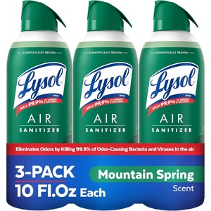 Lysol Air Sanitizer Spray with Bacterial Odor Eliminator for Home & Office, Sanitizing Air Spray, Air Freshener Alternative, Mountain Spring Scent, 10 oz (Pack of 3)(Mountain Spring)