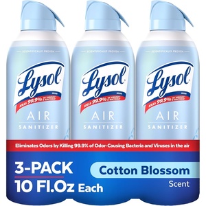 Lysol Bundle containing x2 Lysol Disinfectant Spray for Hard and Soft Surfaces, Crisp Linen, 19 Fl. Oz + Lysol Air Sanitizer Spray, For Air Sanitization and Odor Elimination, White Linen, 10 Fl. Oz(Cotton Blossom)