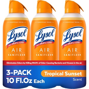 Lysol Bundle containing x2 Lysol Disinfectant Spray for Hard and Soft Surfaces, Crisp Linen, 19 Fl. Oz + Lysol Air Sanitizer Spray, For Air Sanitization and Odor Elimination, White Linen, 10 Fl. Oz(Tropical Sunset)