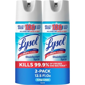 Lysol Disinfectant Spray, Household Cleaning Supplies, Disinfecting Multi-Purpose Room Spray, Antibacterial Sanitizer, Deodorizer, Kills Hantavirus, Crisp Linen, 12.5 Fl Oz (Pack of 2)(Crisp Linen)