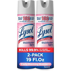 Lysol Disinfectant Spray, Household Cleaning Supplies, Disinfecting Multi-Purpose Room Spray, Antibacterial Sanitizer, Deodorizer, Kills Hantavirus, Lavender & Cotton Blossom, 19 Fl Oz (Pack of 2)(Early Morning Breeze)