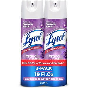 Lysol Disinfectant Spray, Household Cleaning Supplies, Disinfecting Multi-Purpose Room Spray, Antibacterial Sanitizer, Deodorizer, Kills Hantavirus, Lavender & Cotton Blossom, 19 Fl Oz (Pack of 2)(Lavender & Cotton Blossom)