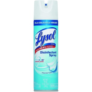 Lysol Disinfectant Spray, Household Essential Cleaning Supplies, Multi-Purpose Room Spray, Antibacterial Sanitizer Spray, Upholstery Deodorizer, Home and Bathroom, Crisp Linen,19 Fl Oz(white)