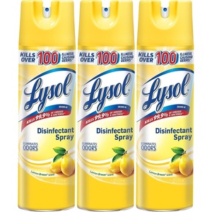 Lysol Disinfectant Spray, Household Essential Cleaning Supplies, Multi-Purpose Room Spray, Antibacterial Sanitizer Spray, Upholstery Deodorizer, Home and Bathroom, Crisp Linen,19 Fl Oz(Yellow)