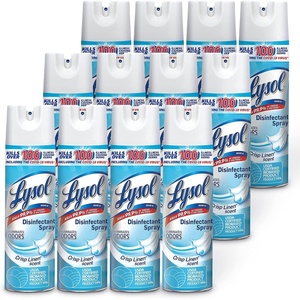 Lysol Disinfectant Spray, Household Essential Cleaning Supplies, Multi-Purpose Room Spray, Antibacterial Sanitizer Spray, Upholstery Deodorizer, Home and Bathroom, Crisp Linen,19 Fl Oz (Pack of 12)(Linen)