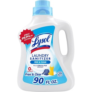 Lysol Laundry Sanitizer Additive, Free & Clear, Free from Fragrance and Dyes, 0% Bleach Laundry Sanitizer, Bacteria-causing Laundry Odor Eliminator, Unscented, 90 Fl Oz (Pack of 1) – Package May Vary(Unscented)