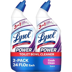 Lysol Toilet Bowl Cleaner, Max Strength Bathroom Cleaning Supplies, Toilet Bowl Cleaner Clinging Gel, Home Essential, Instant Stain Removal, Disinfecting and Deodorizing, Bleach Free, 24 oz (4ct)(Fresh Clean)