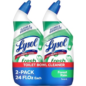 Lysol Toilet Bowl Cleaner, Max Strength Bathroom Cleaning Supplies, Toilet Bowl Cleaner Clinging Gel, Home Essential, Instant Stain Removal, Disinfecting and Deodorizing, Bleach Free, 24 oz (4ct)(Forest Rain)