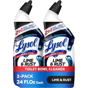 Lysol Toilet Bowl Cleaner, Max Strength Bathroom Cleaning Supplies, Toilet Bowl Cleaner Clinging Gel, Home Essential, Instant Stain Removal, Disinfecting and Deodorizing, Bleach Free, 24 oz (4ct)(Lime & Rust)