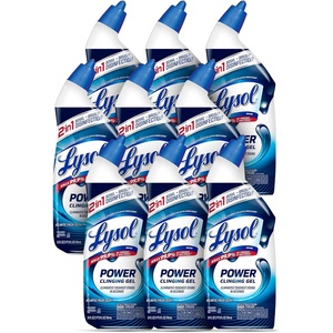 Lysol Toilet Bowl Cleaner, Max Strength Bathroom Cleaning Supplies, Toilet Bowl Cleaner Clinging Gel, Home Essential, Instant Stain Removal, Disinfecting and Deodorizing, Bleach Free, 24 oz (9 ct)(Power)