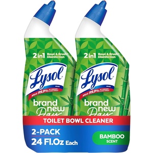 Lysol Toilet Bowl Cleaner, Max Strength Bathroom Cleaning Supplies, Toilet Bowl Cleaner Clinging Gel, Home Essential, Instant Stain Removal, Disinfecting and Deodorizing, Bleach Free, 24 oz (4ct)(Bamboo)