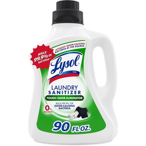 Lysol Tough Odor Eliminator Laundry Sanitizer Additive, Sanitizing Liquid for Gym Clothes and Activewear, 0% Bleach, Eliminates Odor Causing Bacteria, 90oz(Tough Odor Eliminator)